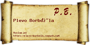 Plevo Borbála névjegykártya